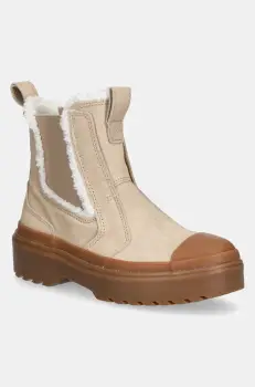 Converse cizme chelsea din piele intoarsa CHUCK TAYLOR AS CHELSEA LUGGED culoarea bej, A09257C imagine