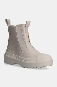 Converse cizme chelsea din piele pentru copii CHUCK TAYLOR AS CHELSEA LUGGED culoarea bej, A08395C imagine