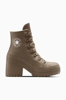 Converse cizme de piele Chuck 70 De Luxe Heel culoarea maro, cu toc drept, izolare usoara, A13064C imagine