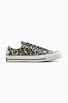 Converse tenisi Chuck 70 Glow In The Dark Leopard culoarea bej, A15033C imagine