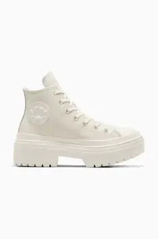 Converse tenisi de piele Chuck Taylor All Star Lugged Heel femei, culoarea alb, A10370C imagine