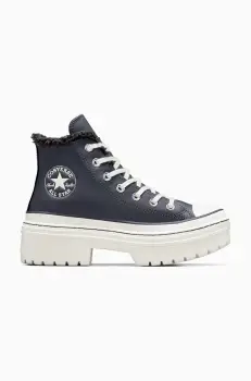 Converse tenisi de piele Chuck Taylor All Star Lugged Heel femei, culoarea gri, A10152C imagine