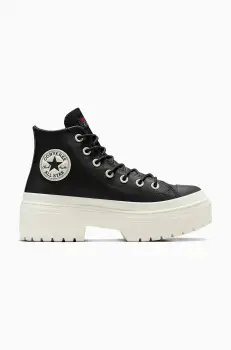 Converse tenisi de piele Chuck Taylor All Star Lugged Heel femei, culoarea negru, A12328C imagine