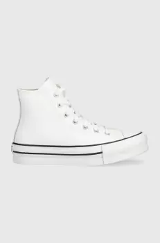 Converse tenisi de piele pentru copii Chuck Taylor All Star Eva Lift culoarea alb imagine