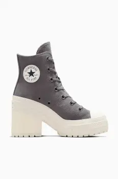 Converse tenisi din piele intoarsa Chuck 70 De Luxe Heel culoarea gri, A12327C imagine