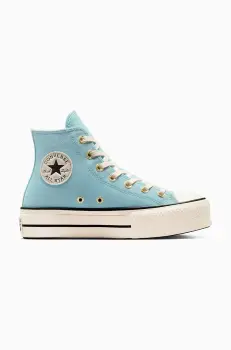Converse tenisi din piele intoarsa Chuck Taylor All Star Lift culoarea turcoaz, A13824C imagine