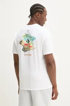 Converse tricou din bumbac barbati, culoarea alb, cu imprimeu, 10027366-A02 imagine