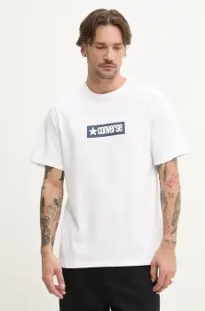 Converse tricou din bumbac barbati, culoarea alb, cu imprimeu, 10027995-A02 imagine