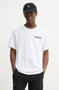 Converse tricou din bumbac barbati, culoarea bej, cu imprimeu, 10027561-A02 imagine