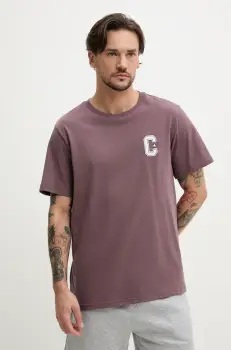 Converse tricou din bumbac barbati, culoarea maro, cu imprimeu, 10027362-A03 imagine