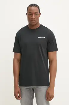 Converse tricou din bumbac barbati, culoarea negru, cu imprimeu, 10027367-A01 imagine