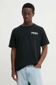 Converse tricou din bumbac barbati, culoarea negru, cu imprimeu, 10027561-A01 imagine