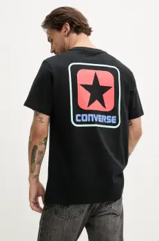 Converse tricou din bumbac barbati, culoarea negru, cu imprimeu, 10027993-A01 imagine