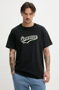 Converse tricou din bumbac barbati, culoarea negru, cu imprimeu, 10027994-A01 imagine