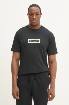 Converse tricou din bumbac barbati, culoarea negru, cu imprimeu, 10027995-A01 imagine