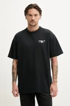 Converse tricou din bumbac barbati, culoarea negru, cu imprimeu, 10027997-A01 imagine