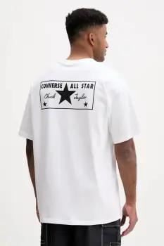 Converse tricou din bumbac culoarea alb, cu imprimeu, 10027997-A06 imagine
