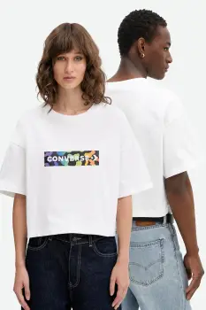 Converse tricou din bumbac culoarea alb, cu imprimeu, 10028588-A01 imagine