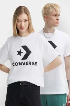Converse tricou din bumbac culoarea alb, cu imprimeu imagine