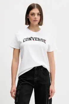 Converse tricou din bumbac culoarea alb, CVW5T026 imagine