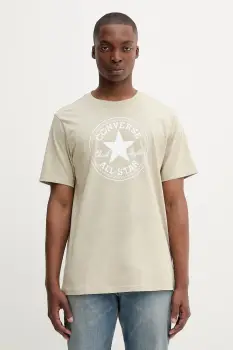 Converse tricou din bumbac culoarea bej, cu imprimeu, 10025459-A36 imagine