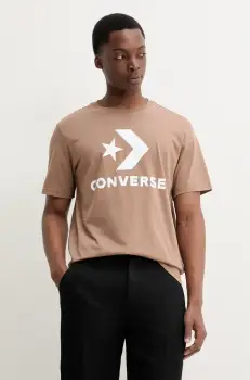 Converse tricou din bumbac culoarea maro, cu imprimeu, 10025458-A39 imagine