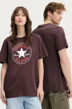 Converse tricou din bumbac culoarea maro, cu imprimeu, 10025459-A32 imagine