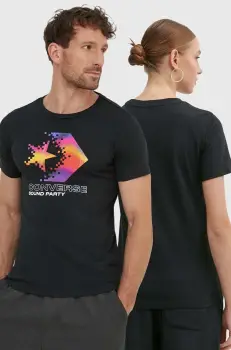 Converse tricou din bumbac culoarea negru, cu imprimeu, 10026364-A02 imagine