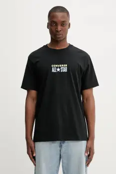 Converse tricou din bumbac culoarea negru, cu imprimeu, 10028551-A04 imagine