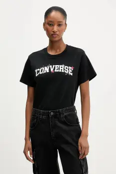 Converse tricou din bumbac culoarea negru, CVW5T026 imagine