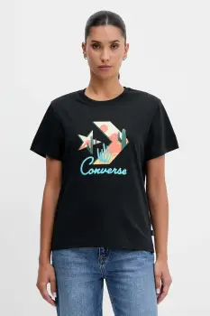 Converse tricou din bumbac culoarea negru, CVW5T240 imagine