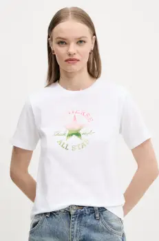 Converse tricou din bumbac femei, culoarea alb, 10027385-A01 imagine