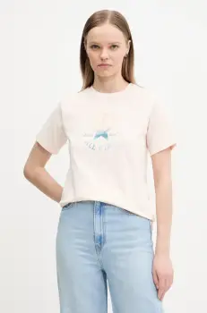 Converse tricou din bumbac femei, culoarea bej, 10027385-A03 imagine