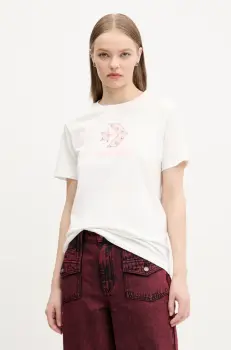 Converse tricou din bumbac femei, culoarea bej, 10027386-A03 imagine