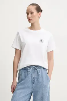 Converse tricou din bumbac femei, culoarea bej, 10027570-A01 imagine