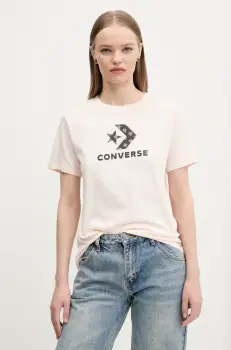 Converse tricou din bumbac femei, culoarea roz, 10027386-A02 imagine