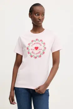 Converse tricou din bumbac femei, culoarea roz, 10028307-A03 imagine