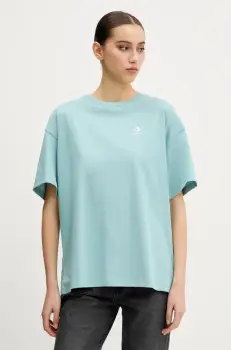 Converse tricou din bumbac femei, culoarea turcoaz, 10028415-A02 imagine