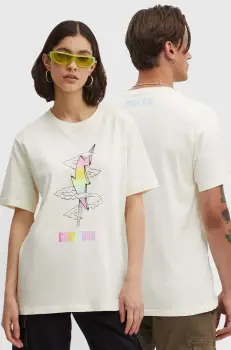 Converse tricou din bumbac PRIDE culoarea bej, cu imprimeu, 10027208-A01 imagine