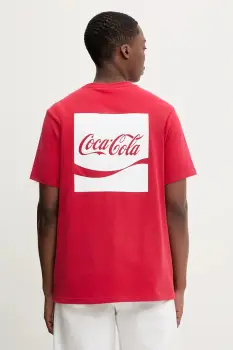 Converse tricou din bumbac x Coca Cola culoarea rosu, cu imprimeu, CVM5T514 imagine