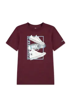 Converse tricou pentru copii cu adaos de bumbac culoarea bordo, cu imprimeu, 9CH862 imagine