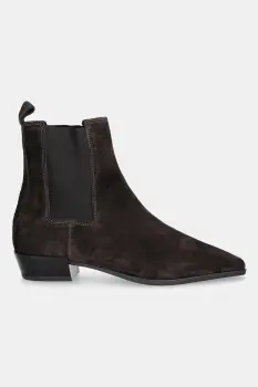 Copenhagen botine din piele intoarsa culoarea maro, cu toc plat, CPH294 suede imagine