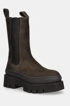 Copenhagen cizme chelsea din nubuc culoarea maro, cu platforma, CPH685 nabuc imagine