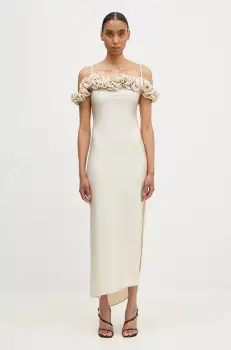 Coperni rochie Ruffle Dress culoarea bej, maxi, mulata, COPR113545 imagine