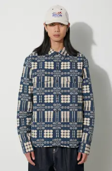 Corridor geaca cu aspect de camasa Lancaster Jacket culoarea bleumarin, de tranzitie, JKT0016 imagine