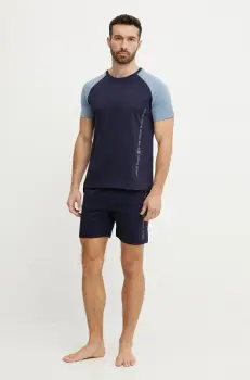 CR7 Cristiano Ronaldo pijamale de bumbac barbati, culoarea albastru marin, cu imprimeu, 8730-41-2609 imagine