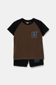 CR7 Cristiano Ronaldo pijamale de bumbac pentru copii culoarea maro, cu imprimeu, 8770.41.751 imagine