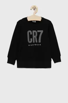 CR7 Cristiano Ronaldo pijamale de bumbac pentru copii culoarea negru, cu imprimeu imagine
