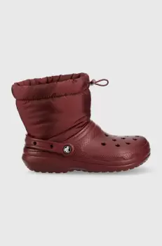 Crocs cizme de iarna Classic Lined Neo Puff Boot culoarea bordo imagine
