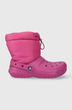 Crocs cizme de iarna copii Classic Lined Neo Puff culoarea roz imagine